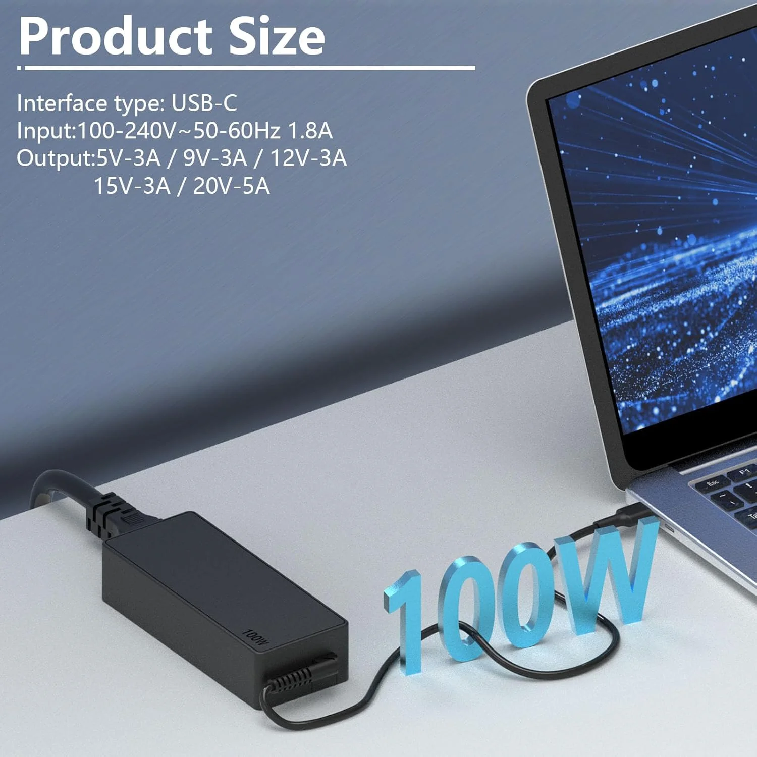 آداپتور برق 100 واتی USB-C جایگزین شارژر سریع سازگار با مک بوک پرو، آیپد، لنوو، اچ پی، لپ تاپ های دل، ایسوس و تمام دستگاه های دارای پورت USB-C، شارژ دستگاه های Type-C 100W 96W 90W 87W آداپتور برق 100 واتی USB-C جایگزین شارژر سریع سازگار با مک بوک پرو، آیپد، لنوو، اچ پی، لپ تاپ های دل، ایسوس و تمام دستگاه های دارای پورت USB-C، شارژ دستگاه های Type-C 100W 96W 90W 87W