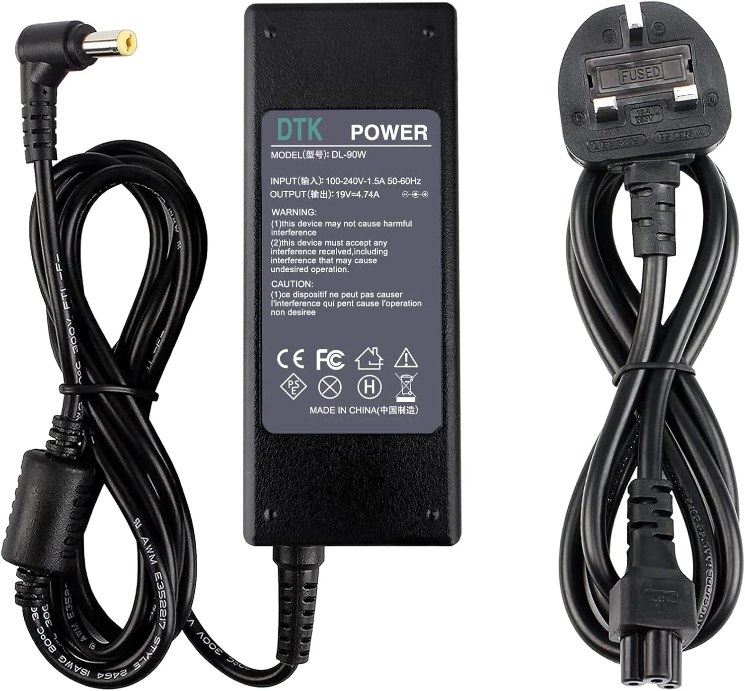 شارژر لپ تاپ DTK 19V 4.74A 90W برای کامپیوترهای نوت بوک Acer، سیم برق، آداپتور AC سری Aspire Nitro Spin TravelMate، کانکتور: 5.5 x 1.7mm (سازگار با 75W) شارژر لپ تاپ DTK 19V 4.74A 90W برای کامپیوترهای نوت بوک Acer، سیم برق، آداپتور AC سری Aspire Nitro Spin TravelMate، کانکتور: 5.5 x 1.7mm (سازگار با 75W)