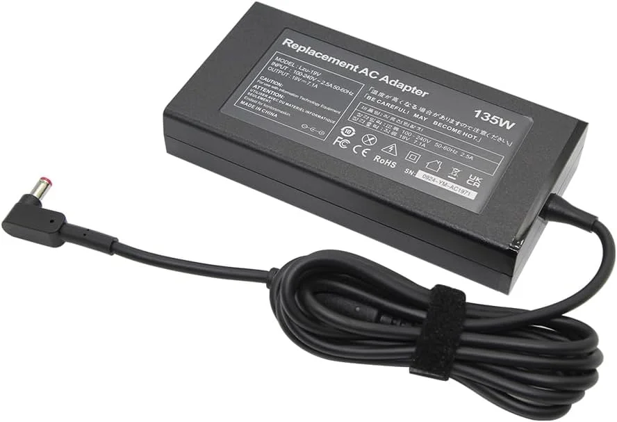 شارژر 135 واتی LZUMWS، 19 ولت 7.1 آمپر 5.5x1.7 میلیمتر برای لپتاپهای Acer Nitro 5 N18C3 AN515-51 AN515-41 AN515-43 AN517-51 N18C4 ADP-135K ADP-135KB به همراه سیم برق شارژر 135 واتی LZUMWS، 19 ولت 7.1 آمپر 5.5x1.7 میلیمتر برای لپتاپهای Acer Nitro 5 N18C3 AN515-51 AN515-41 AN515-43 AN517-51 N18C4 ADP-135K ADP-135KB به همراه سیم برق