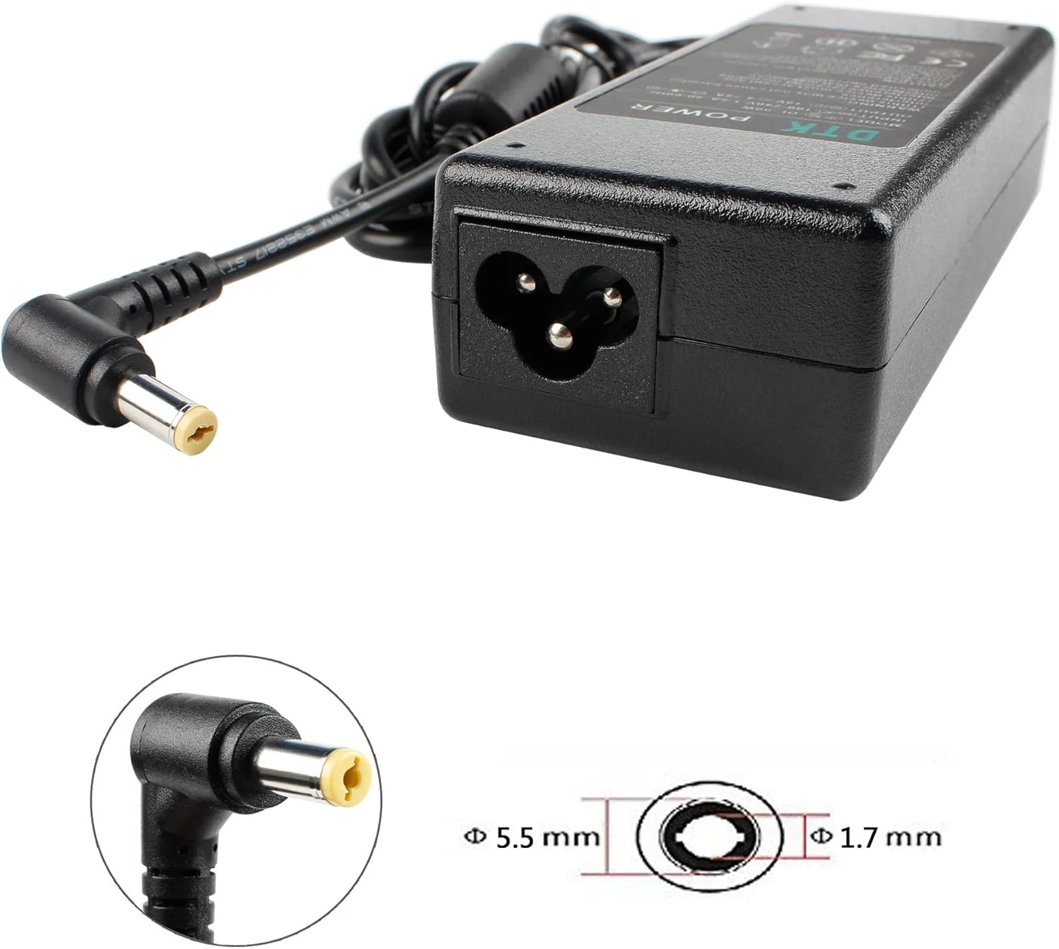 شارژر لپ تاپ DTK 19V 4.74A 90W برای کامپیوترهای نوت بوک Acer، سیم برق، آداپتور AC سری Aspire Nitro Spin TravelMate، کانکتور: 5.5 x 1.7mm (سازگار با 75W) شارژر لپ تاپ DTK 19V 4.74A 90W برای کامپیوترهای نوت بوک Acer، سیم برق، آداپتور AC سری Aspire Nitro Spin TravelMate، کانکتور: 5.5 x 1.7mm (سازگار با 75W)