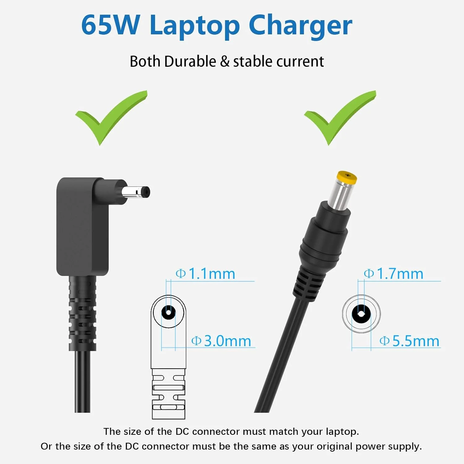 شارژر لپ تاپ 65 واتی HAFIUEGE سازگار با Acer، آداپتور برق AC HAFIUEGE سازگار با تمام لپ تاپ های سری Acer-Aspire، Swift، Chromebook