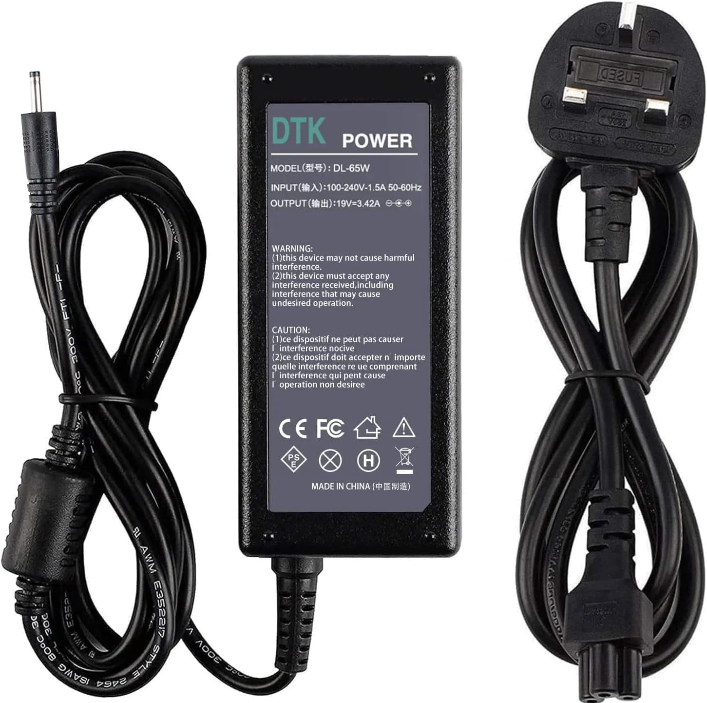 شارژر لپ تاپ DTK 19V 3.42A 65W برای Acer Chromebook 11 14 A13-045N2A C720 CB3-431 PA-1450-26 R11 1 3 5 Aspire R14 R5 V3-371 Travelmate Series، کانکتور: 3.0 x 1.1mm