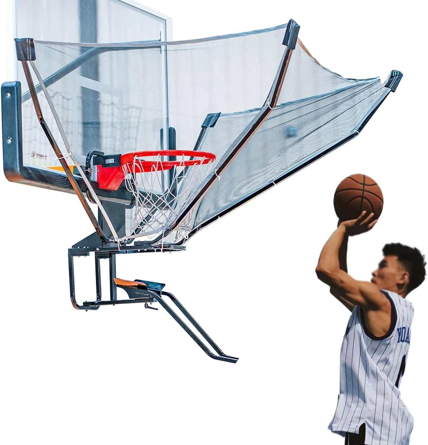 سیستم بازگشت توپ بسکتبال خانگی، دستگاه بازگرداننده توپ بسکتبال قابل حمل، تور بازگشت شوت، تجهیزات تمرین بسکتبال آلیاژ آلومینیوم، مجموعه تور محافظ و مربی برای تمرین داخل و خارج از منزل سیستم بازگشت توپ بسکتبال خانگی، دستگاه بازگرداننده توپ بسکتبال قابل حمل، تور بازگشت شوت، تجهیزات تمرین بسکتبال آلیاژ آلومینیوم، مجموعه تور محافظ و مربی برای تمرین داخل و خارج از منزل