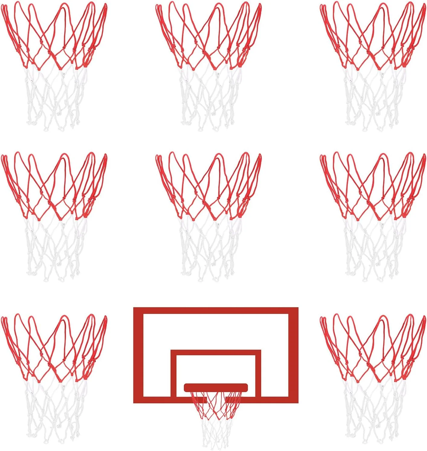 8 عدد تور بسکتبال کوچک جایگزین برای حلقه های بسکتبال 8 تا 10.25 اینچی، نایلونی قرمز سفید، تور حلقه بسکتبال کوچک مناسب فضای باز و داخل خانه برای کودکان 8 عدد تور بسکتبال کوچک جایگزین برای حلقه های بسکتبال 8 تا 10.25 اینچی، نایلونی قرمز سفید، تور حلقه بسکتبال کوچک مناسب فضای باز و داخل خانه برای کودکان