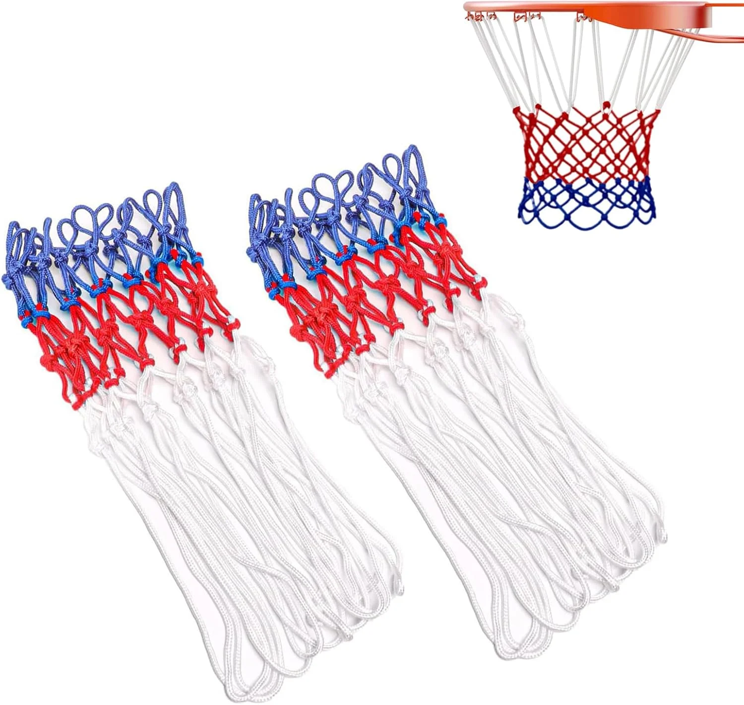 تور بسکتبال 2 عددی، تور بسکتبال فضای باز، تور جایگزین بسکتبال، تور بسکتبال چند رنگ بافته شده مناسب برای حلقه بسکتبال استاندارد 12 حلقه برای تجهیزات سالن ورزشی داخلی یا خارجی تور بسکتبال 2 عددی، تور بسکتبال فضای باز، تور جایگزین بسکتبال، تور بسکتبال چند رنگ بافته شده مناسب برای حلقه بسکتبال استاندارد 12 حلقه برای تجهیزات سالن ورزشی داخلی یا خارجی