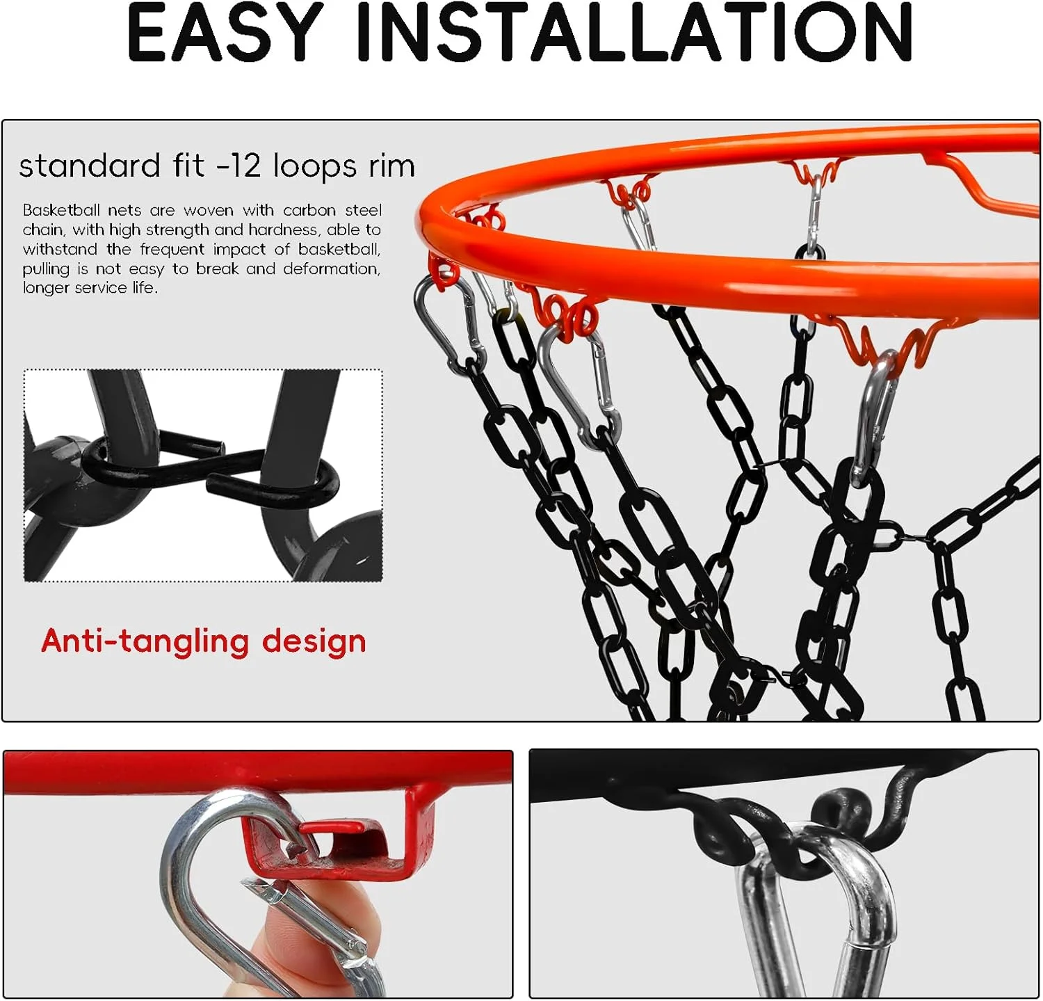 تور بسکتبال جایگزین سنگین، جنس رزین، ضد زنگ مناسب برای استفاده در فضای داخلی و خارجی حلقه بسکتبال استاندارد 12 حلقه تور بسکتبال جایگزین سنگین، جنس رزین، ضد زنگ مناسب برای استفاده در فضای داخلی و خارجی حلقه بسکتبال استاندارد 12 حلقه