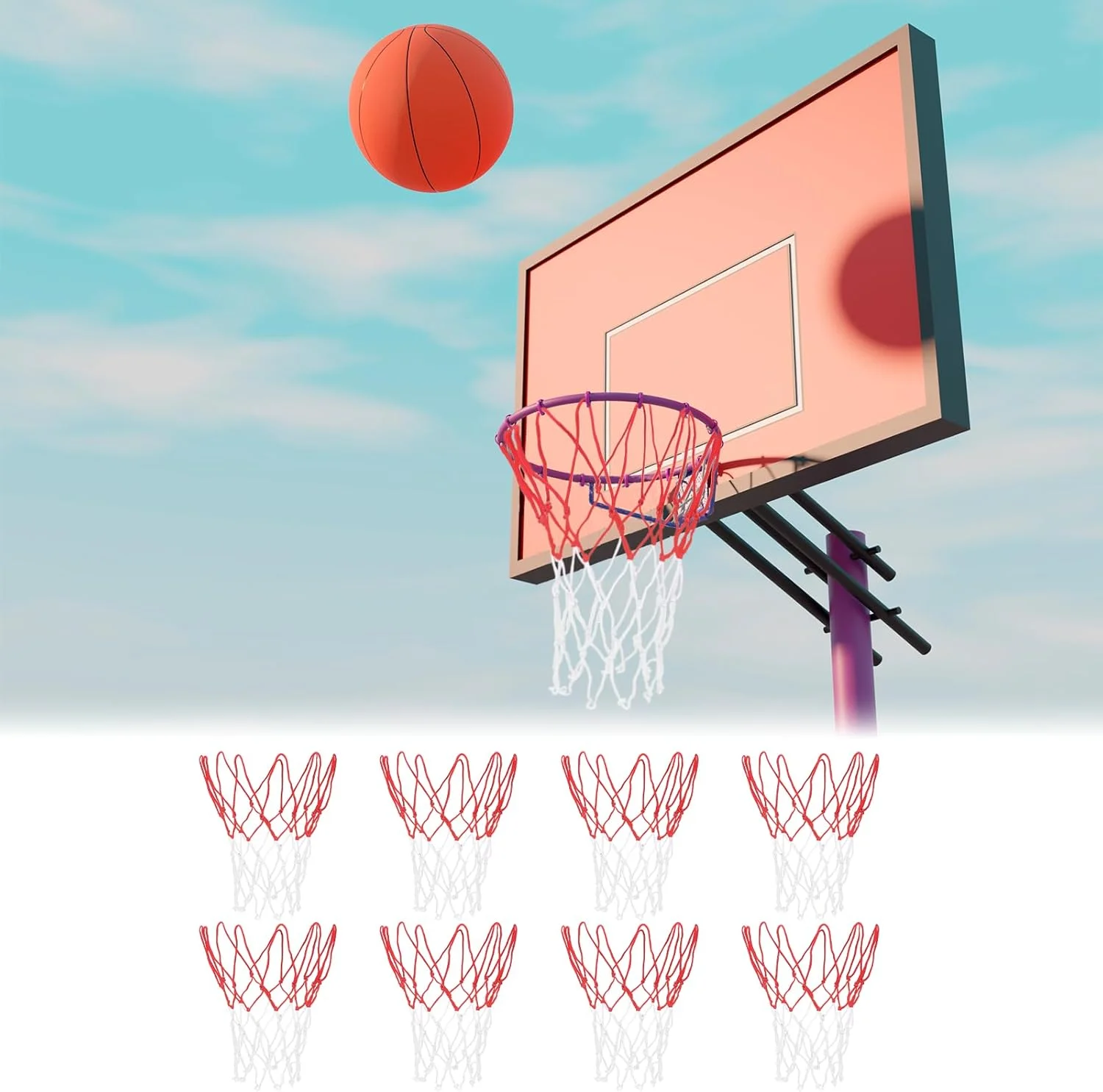 8 عدد تور بسکتبال کوچک جایگزین برای حلقه های بسکتبال 8 تا 10.25 اینچی، نایلونی قرمز سفید، تور حلقه بسکتبال کوچک مناسب فضای باز و داخل خانه برای کودکان 8 عدد تور بسکتبال کوچک جایگزین برای حلقه های بسکتبال 8 تا 10.25 اینچی، نایلونی قرمز سفید، تور حلقه بسکتبال کوچک مناسب فضای باز و داخل خانه برای کودکان