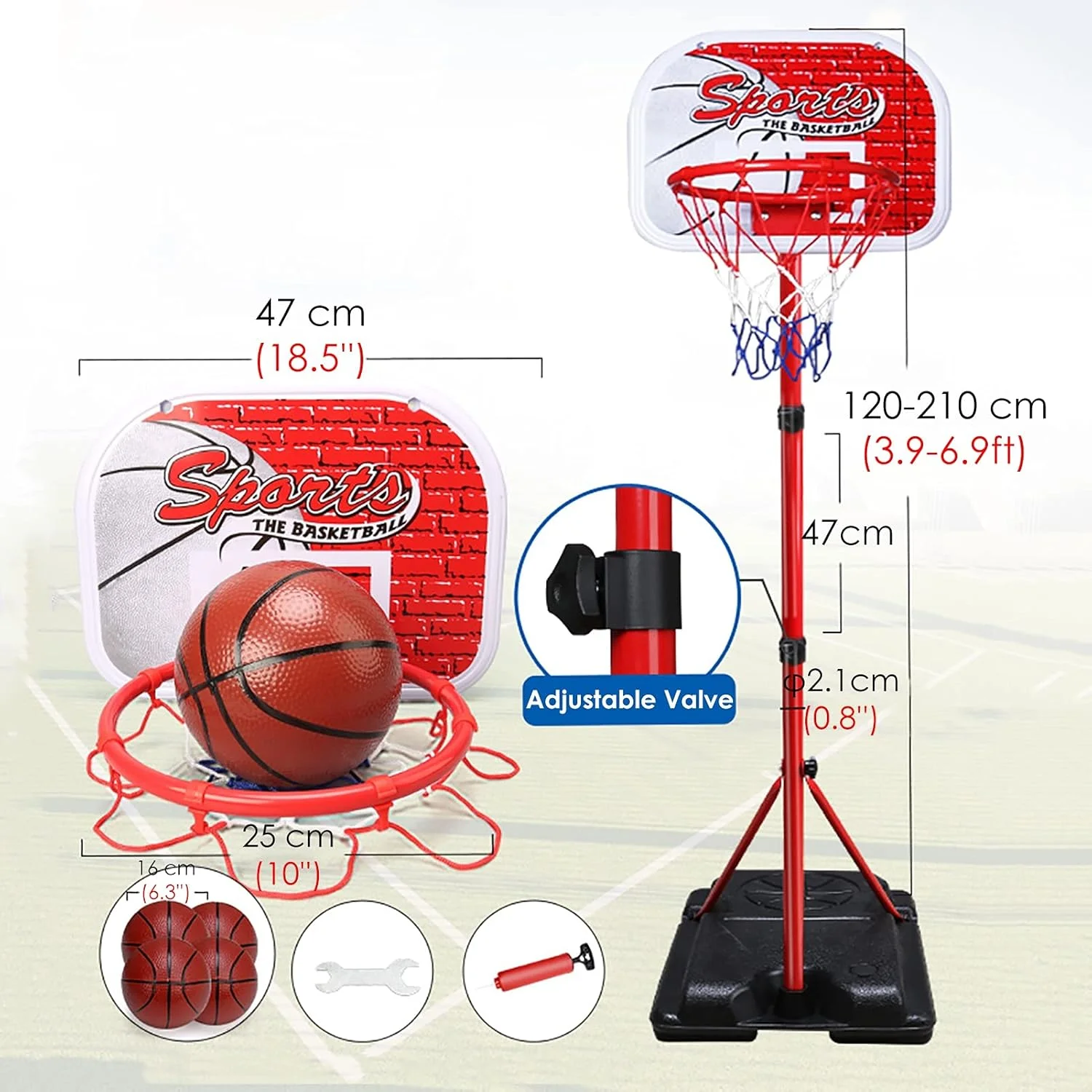 ست حلقه بسکتبال کودک با توپ، سیستم تور دروازه بسکتبال کوچک برای کودکان 3 تا 9 سال، ارتفاع قابل تنظیم 120-210 سانتی متر (رنگ: با 4 توپ) ست حلقه بسکتبال کودک با توپ، سیستم تور دروازه بسکتبال کوچک برای کودکان 3 تا 9 سال، ارتفاع قابل تنظیم 120-210 سانتی متر (رنگ: با 4 توپ)