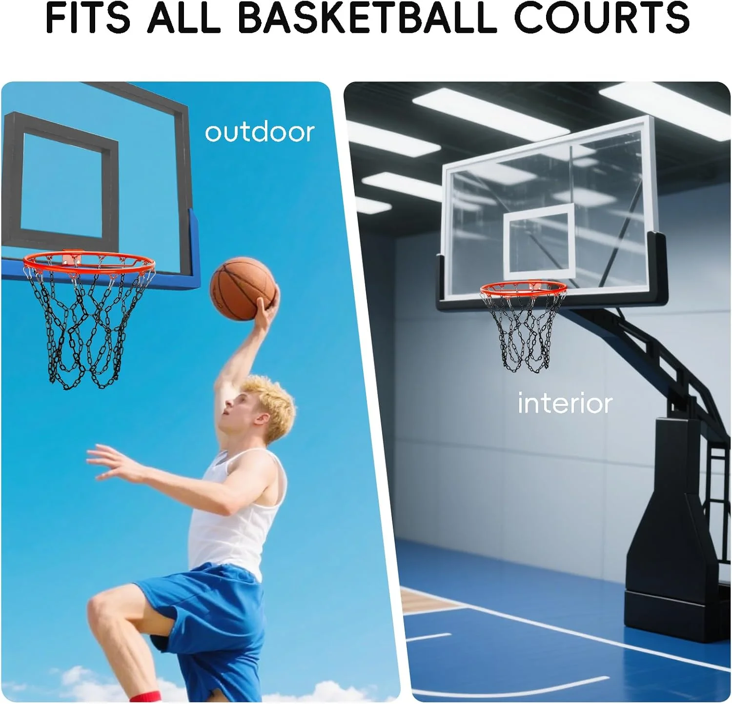 تور بسکتبال جایگزین سنگین، جنس رزین، ضد زنگ مناسب برای استفاده در فضای داخلی و خارجی حلقه بسکتبال استاندارد 12 حلقه تور بسکتبال جایگزین سنگین، جنس رزین، ضد زنگ مناسب برای استفاده در فضای داخلی و خارجی حلقه بسکتبال استاندارد 12 حلقه