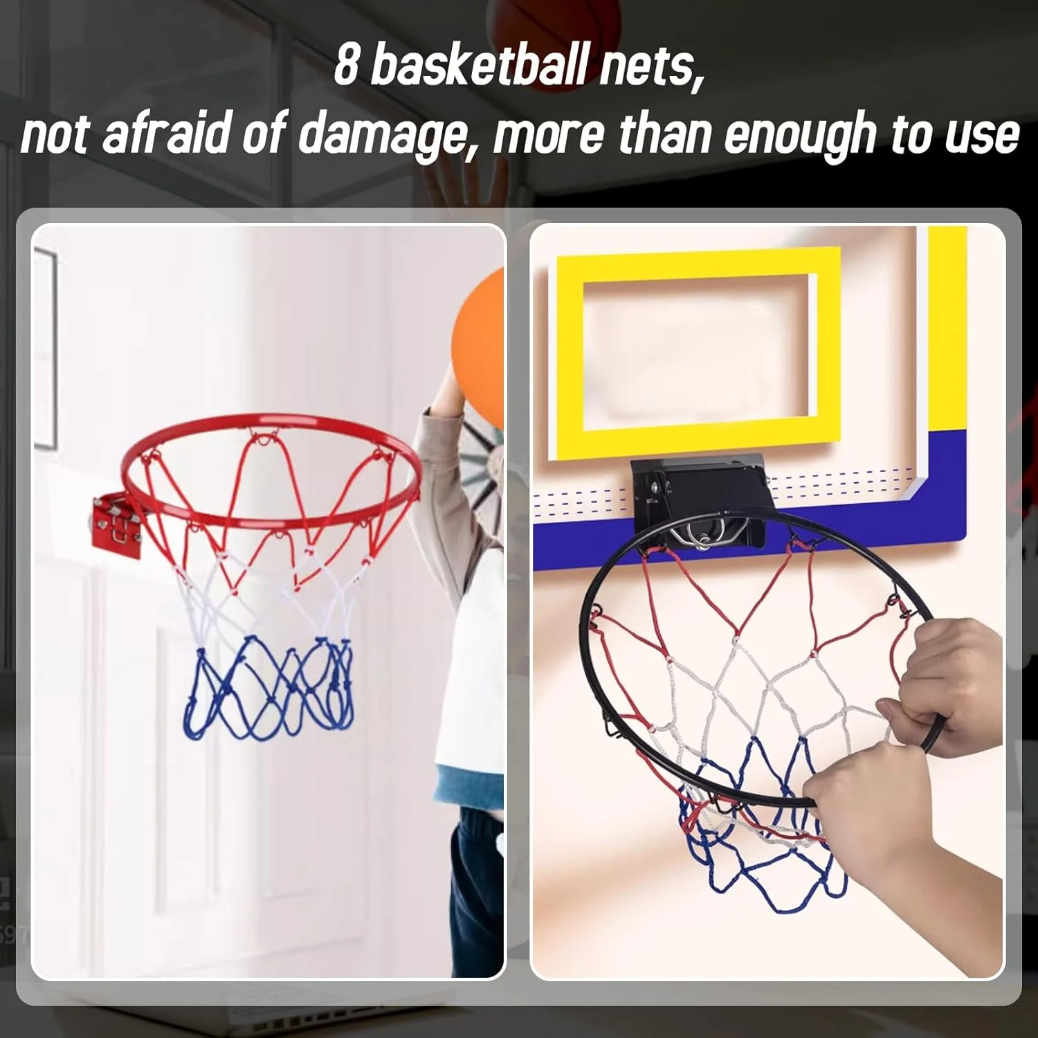 8 عدد تور بسکتبال کوچک جایگزین برای حلقه های بسکتبال 8 تا 10.25 اینچی با 10 حلقه، تور حلقه بسکتبال کوچک نایلونی مناسب فضای باز و داخل سالن برای کودکان 8 عدد تور بسکتبال کوچک جایگزین برای حلقه های بسکتبال 8 تا 10.25 اینچی با 10 حلقه، تور حلقه بسکتبال کوچک نایلونی مناسب فضای باز و داخل سالن برای کودکان