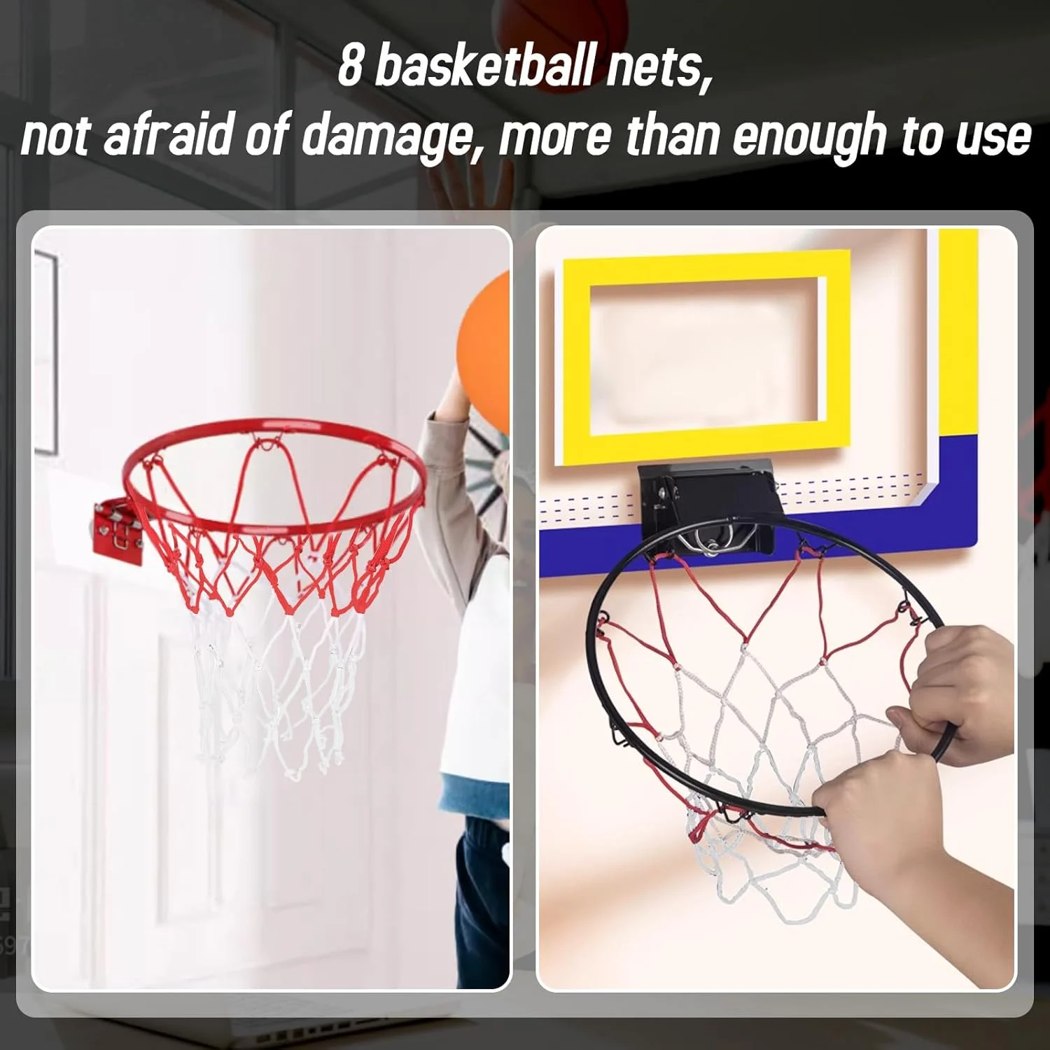 8 عدد تور بسکتبال کوچک جایگزین برای حلقه های بسکتبال 8 تا 10.25 اینچی، نایلونی قرمز سفید، تور حلقه بسکتبال کوچک مناسب فضای باز و داخل خانه برای کودکان 8 عدد تور بسکتبال کوچک جایگزین برای حلقه های بسکتبال 8 تا 10.25 اینچی، نایلونی قرمز سفید، تور حلقه بسکتبال کوچک مناسب فضای باز و داخل خانه برای کودکان