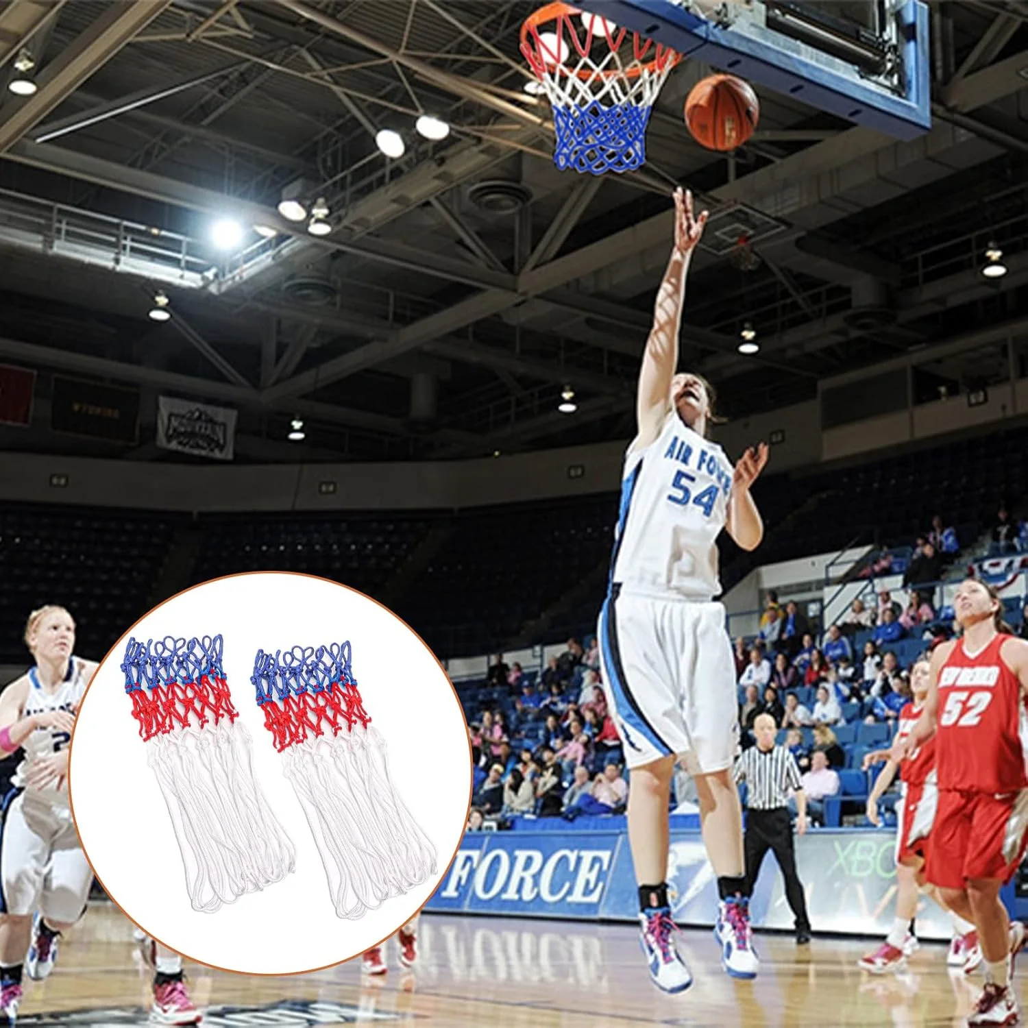 تور بسکتبال 2 عددی، تور بسکتبال فضای باز، تور جایگزین بسکتبال، تور بسکتبال چند رنگ بافته شده مناسب برای حلقه بسکتبال استاندارد 12 حلقه برای تجهیزات سالن ورزشی داخلی یا خارجی تور بسکتبال 2 عددی، تور بسکتبال فضای باز، تور جایگزین بسکتبال، تور بسکتبال چند رنگ بافته شده مناسب برای حلقه بسکتبال استاندارد 12 حلقه برای تجهیزات سالن ورزشی داخلی یا خارجی