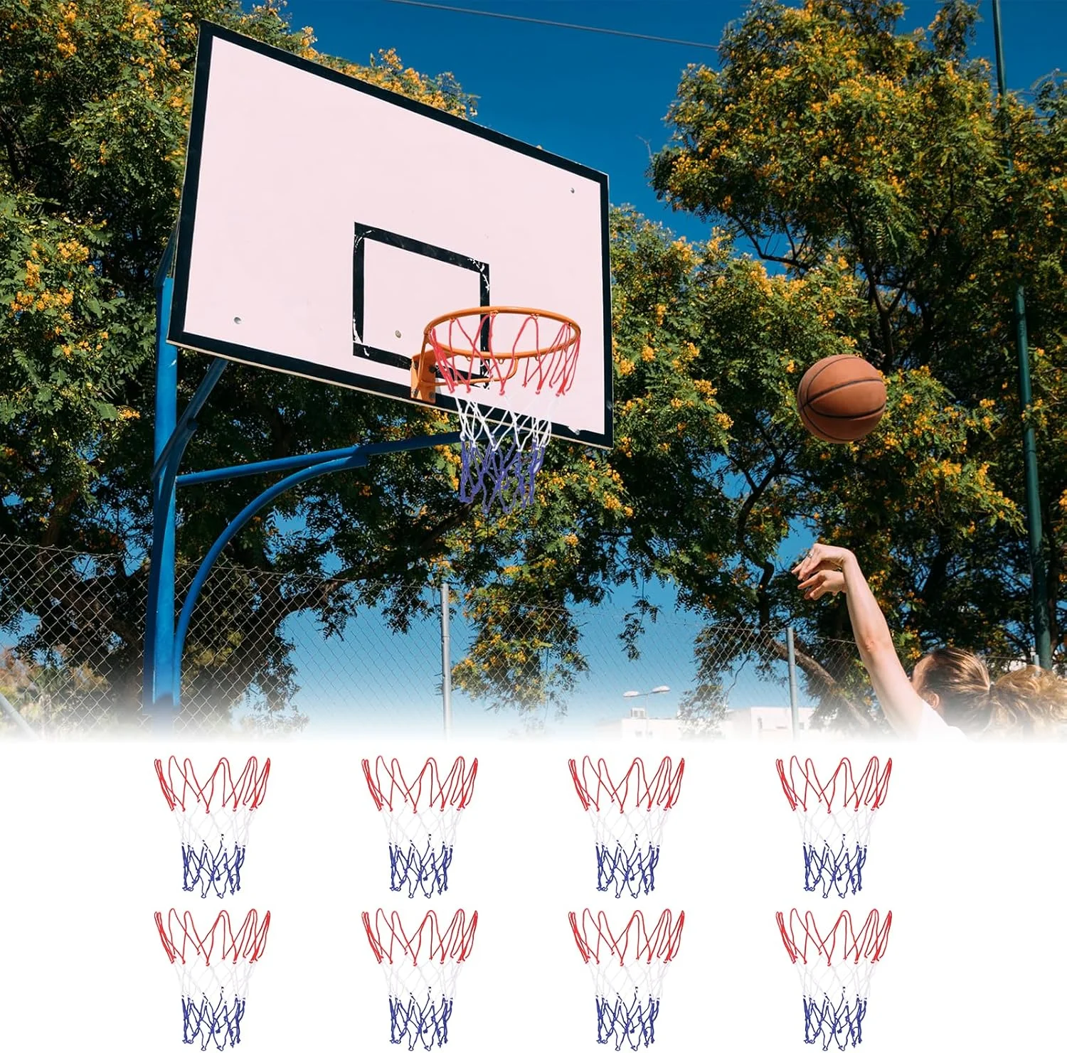 8 عدد تور بسکتبال کوچک جایگزین برای حلقه های بسکتبال 8 تا 10.25 اینچی با 10 حلقه، تور حلقه بسکتبال کوچک نایلونی مناسب فضای باز و داخل سالن برای کودکان 8 عدد تور بسکتبال کوچک جایگزین برای حلقه های بسکتبال 8 تا 10.25 اینچی با 10 حلقه، تور حلقه بسکتبال کوچک نایلونی مناسب فضای باز و داخل سالن برای کودکان