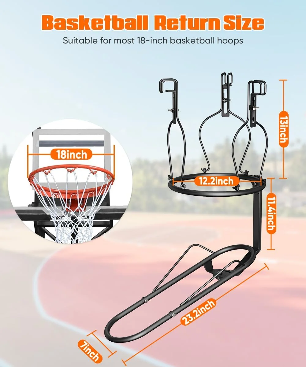 اتصال بازگشت توپ بسکتبال موکوماکس، ریباندر بسکتبال با قابلیت چرخش 180 درجه با 3 قلاب بزرگ پایدار برای حلقه 18 اینچی، لوازم جانبی تمرین بسکتبال برای بازی و تمرین انفرادی در فضای باز و داخل سالن اتصال بازگشت توپ بسکتبال موکوماکس، ریباندر بسکتبال با قابلیت چرخش 180 درجه با 3 قلاب بزرگ پایدار برای حلقه 18 اینچی، لوازم جانبی تمرین بسکتبال برای بازی و تمرین انفرادی در فضای باز و داخل سالن