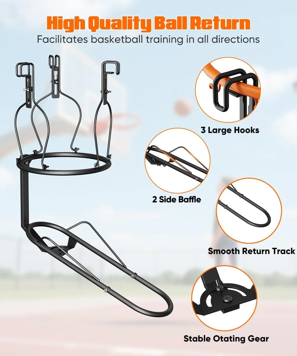اتصال بازگشت توپ بسکتبال موکوماکس، ریباندر بسکتبال با قابلیت چرخش 180 درجه با 3 قلاب بزرگ پایدار برای حلقه 18 اینچی، لوازم جانبی تمرین بسکتبال برای بازی و تمرین انفرادی در فضای باز و داخل سالن اتصال بازگشت توپ بسکتبال موکوماکس، ریباندر بسکتبال با قابلیت چرخش 180 درجه با 3 قلاب بزرگ پایدار برای حلقه 18 اینچی، لوازم جانبی تمرین بسکتبال برای بازی و تمرین انفرادی در فضای باز و داخل سالن