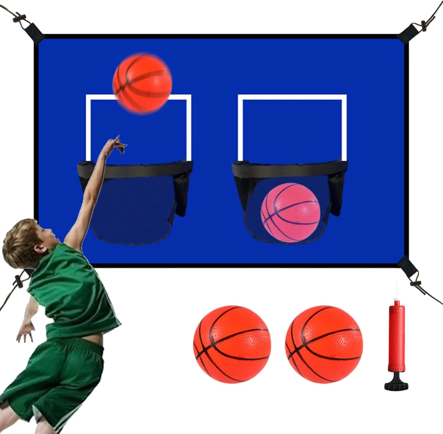 حلقه بسکتبال فضای باز | حلقه ترامپولین بسکتبال قابل حمل | اسباب بازی های ورزشی ضد آب کودکان، تور متصل به مجموعه بازی پرشی برای بازی های سرگرم کننده خانوادگی در داخل و خارج از خانه حلقه بسکتبال فضای باز | حلقه ترامپولین بسکتبال قابل حمل | اسباب بازی های ورزشی ضد آب کودکان، تور متصل به مجموعه بازی پرشی برای بازی های سرگرم کننده خانوادگی در داخل و خارج از خانه