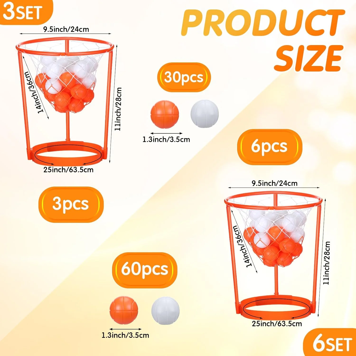 ست بازی بسکتبال با حلقه سر برای مهمانی، مناسب کودکان و بزرگسالان، بازی کارناوالی، قابل حمل، سبد توری قابل تنظیم روی هدبند با توپ، مناسب فعالیت های سرگرم کننده در تولد، کارناوال، اداره، داخل و خارج از خانه، هدیه سرگرم کننده