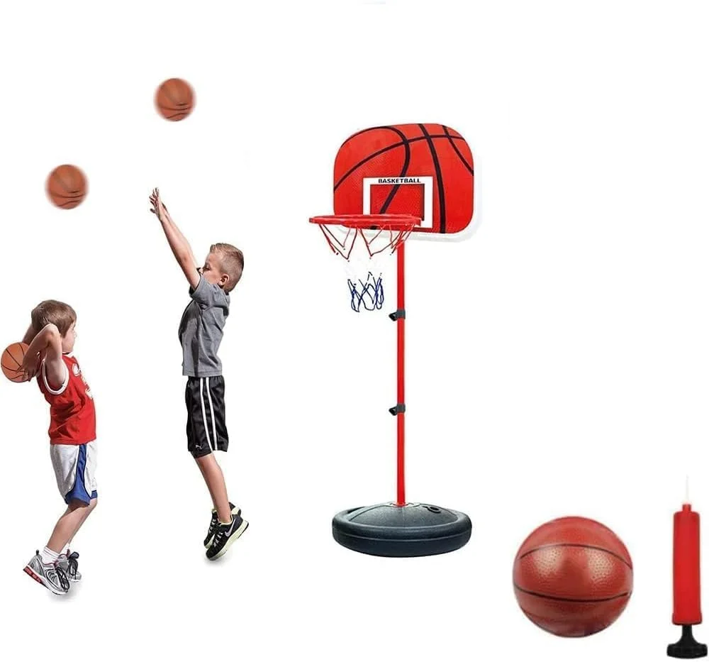 پایه حلقه بسکتبال چرخ دار DMG، حلقه بسکتبال قابل حمل با ارتفاع قابل تنظیم برای کودکان به همراه توپ و پمپ، بازی و فعالیت ورزشی داخل و خارج از خانه، مناسب کودکان نوپا، 63-150 سانتی متر پایه حلقه بسکتبال چرخ دار DMG، حلقه بسکتبال قابل حمل با ارتفاع قابل تنظیم برای کودکان به همراه توپ و پمپ، بازی و فعالیت ورزشی داخل و خارج از خانه، مناسب کودکان نوپا، 63-150 سانتی متر