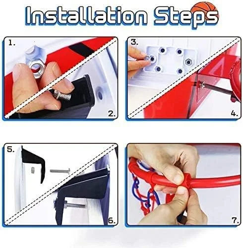 ست حلقه بسکتبال و تخته پشتی کودکانه AMhuui، حلقه بسکتبال آویز بدون سوراخ کاری، سبد آویز کوچک داخلی و خارجی، اسباب بازی های تخته بسکتبال، اسباب بازی توپ تور