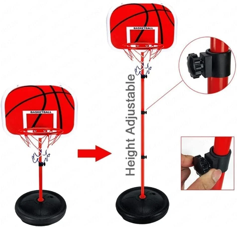 پایه حلقه بسکتبال چرخ دار DMG، حلقه بسکتبال قابل حمل با ارتفاع قابل تنظیم برای کودکان به همراه توپ و پمپ، بازی و فعالیت ورزشی داخل و خارج از خانه، مناسب کودکان نوپا، 63-150 سانتی متر پایه حلقه بسکتبال چرخ دار DMG، حلقه بسکتبال قابل حمل با ارتفاع قابل تنظیم برای کودکان به همراه توپ و پمپ، بازی و فعالیت ورزشی داخل و خارج از خانه، مناسب کودکان نوپا، 63-150 سانتی متر