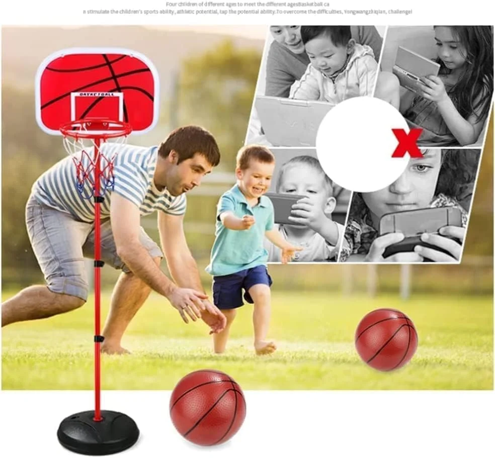 پایه حلقه بسکتبال چرخ دار DMG، حلقه بسکتبال قابل حمل با ارتفاع قابل تنظیم برای کودکان به همراه توپ و پمپ، بازی و فعالیت ورزشی داخل و خارج از خانه، مناسب کودکان نوپا، 63-150 سانتی متر پایه حلقه بسکتبال چرخ دار DMG، حلقه بسکتبال قابل حمل با ارتفاع قابل تنظیم برای کودکان به همراه توپ و پمپ، بازی و فعالیت ورزشی داخل و خارج از خانه، مناسب کودکان نوپا، 63-150 سانتی متر
