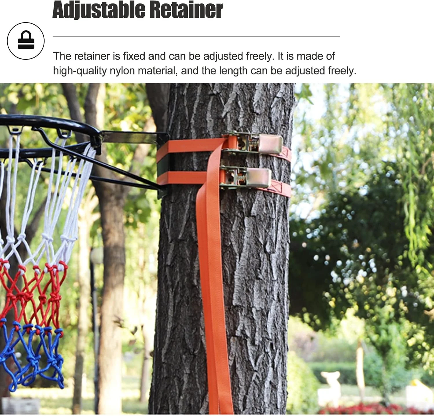 ست اسباب بازی حلقه بسکتبال با سیستم برگشت توپ برای کودکان، حلقه و تور بسکتبال ورزشی آویز مناسب فضای داخلی و خارجی، برای میله درخت/کنار استخر/اتاق باغ/زمین بازی مدارس ست اسباب بازی حلقه بسکتبال با سیستم برگشت توپ برای کودکان، حلقه و تور بسکتبال ورزشی آویز مناسب فضای داخلی و خارجی، برای میله درخت/کنار استخر/اتاق باغ/زمین بازی مدارس