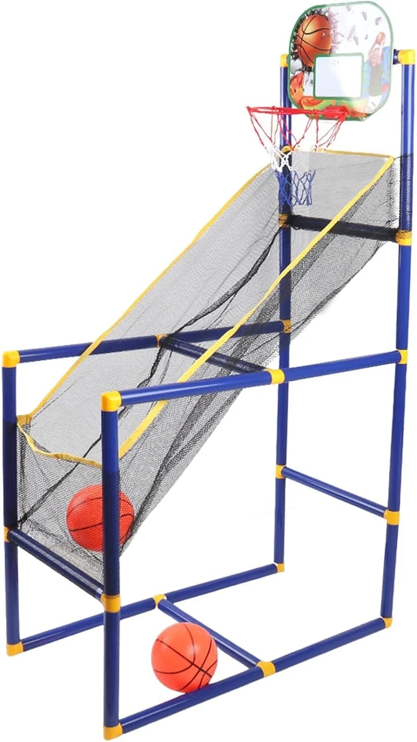 دستگاه بسکتبال کودکانه داخل و خارج از خانه، ست تخته پشتی و حلقه بسکتبال کوچک، مونتاژ آسان، اسباب بازی ورزشی تعاملی والدین و کودک، 125x35x68 سانتی متر دستگاه بسکتبال کودکانه داخل و خارج از خانه، ست تخته پشتی و حلقه بسکتبال کوچک، مونتاژ آسان، اسباب بازی ورزشی تعاملی والدین و کودک، 125x35x68 سانتی متر