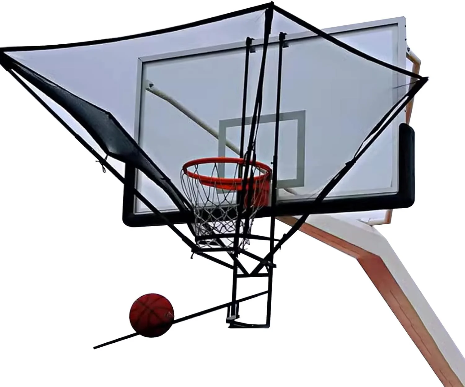 تور برگشت توپ بسکتبال قابل حمل AXIWOEI، سیستم ریباندر تمرین شوت تاشو با کانال برگشت چرخان 180 درجه، برای داخل/خارج از خانه، نصب آسان تور برگشت توپ بسکتبال قابل حمل AXIWOEI، سیستم ریباندر تمرین شوت تاشو با کانال برگشت چرخان 180 درجه، برای داخل/خارج از خانه، نصب آسان