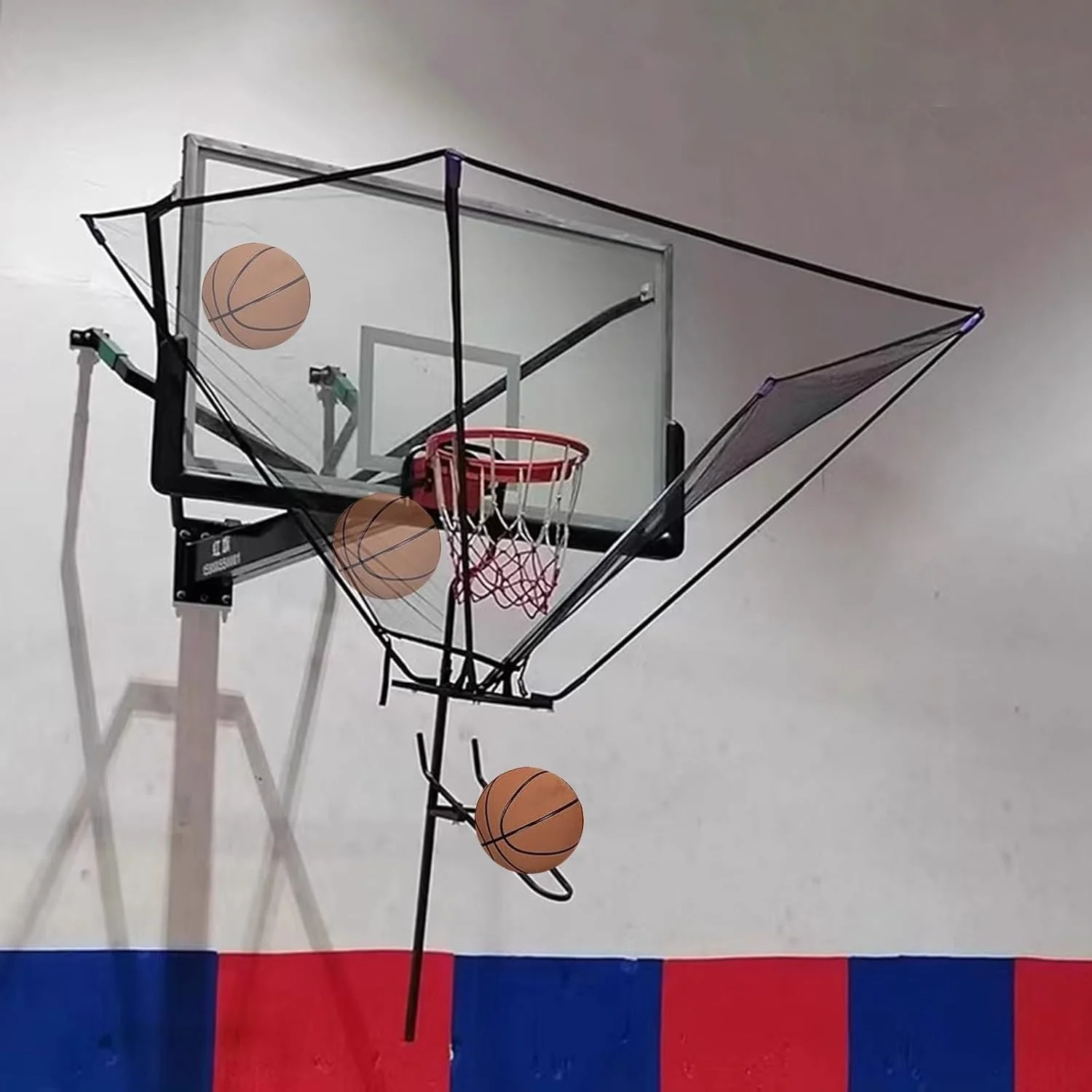 تور برگشت توپ بسکتبال آویزی AXIWOEI برای کودکان/نوجوانان/بزرگسالان، سیستم اتصال برگشت دهنده تاشو بسکتبال در فضای باز با کیف حمل، نصب آسان تور برگشت توپ بسکتبال آویزی AXIWOEI برای کودکان/نوجوانان/بزرگسالان، سیستم اتصال برگشت دهنده تاشو بسکتبال در فضای باز با کیف حمل، نصب آسان
