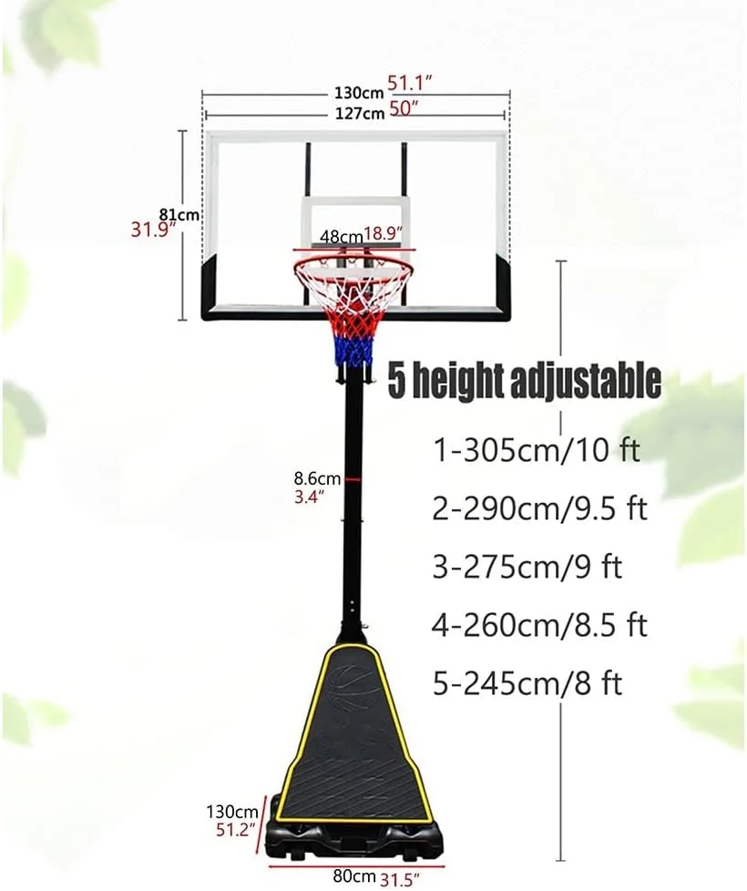 ست حلقه و تور بسکتبال، پایه بسکتبال قابل تنظیم 245-305 سانتیمتری، تجهیزات تمرین بسکتبال برای نوجوانان و بزرگسالان (سایز: 245-305 سانتیمتر / 8-10 فوت) ست حلقه و تور بسکتبال، پایه بسکتبال قابل تنظیم 245-305 سانتیمتری، تجهیزات تمرین بسکتبال برای نوجوانان و بزرگسالان (سایز: 245-305 سانتیمتر / 8-10 فوت)