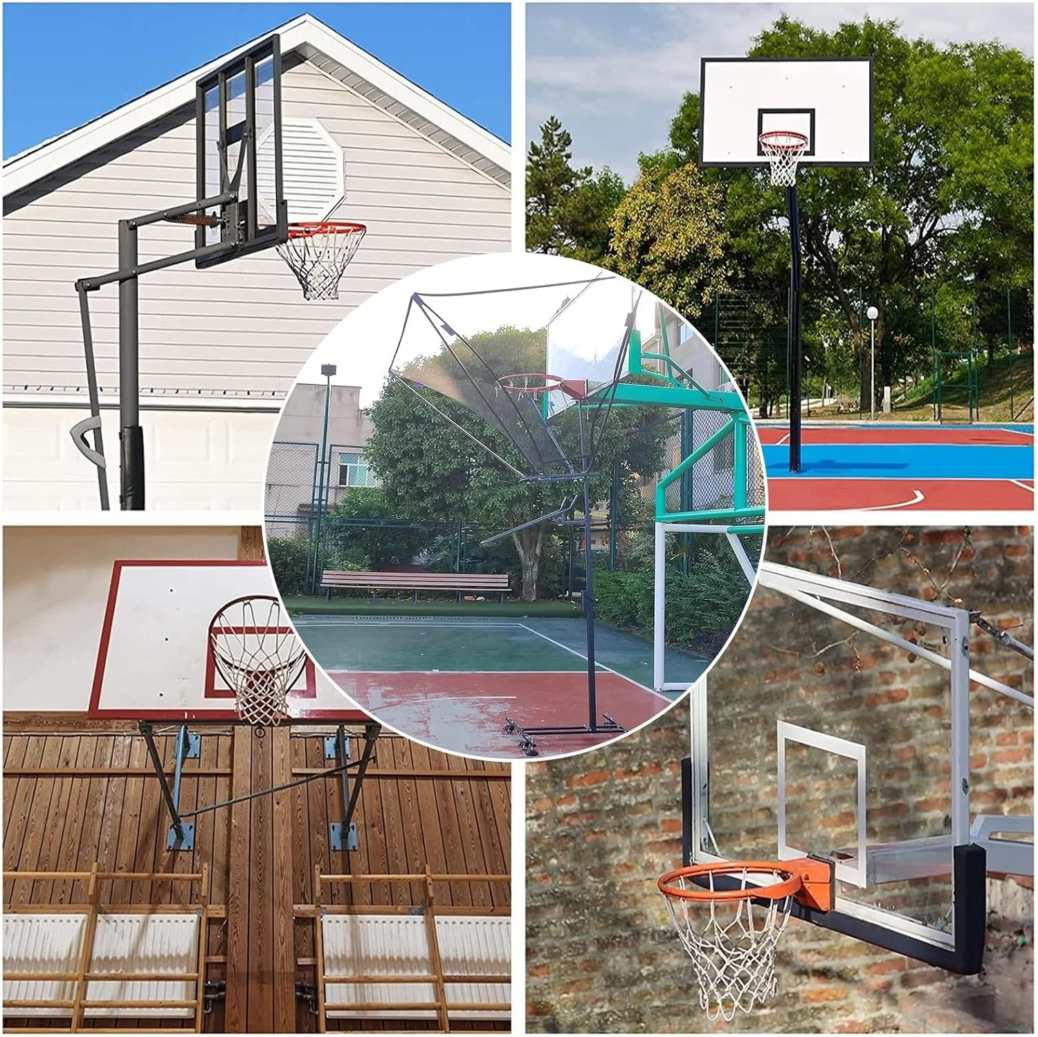 سیستم برگشت توپ بسکتبال آهنی مشکی AXIWOEI - ارتفاع قابل تنظیم، تور برگشت توپ بسکتبال قابل حمل برای دانک سریع، با چرخ های ترمزدار، نصب آسان سیستم برگشت توپ بسکتبال آهنی مشکی AXIWOEI - ارتفاع قابل تنظیم، تور برگشت توپ بسکتبال قابل حمل برای دانک سریع، با چرخ های ترمزدار، نصب آسان