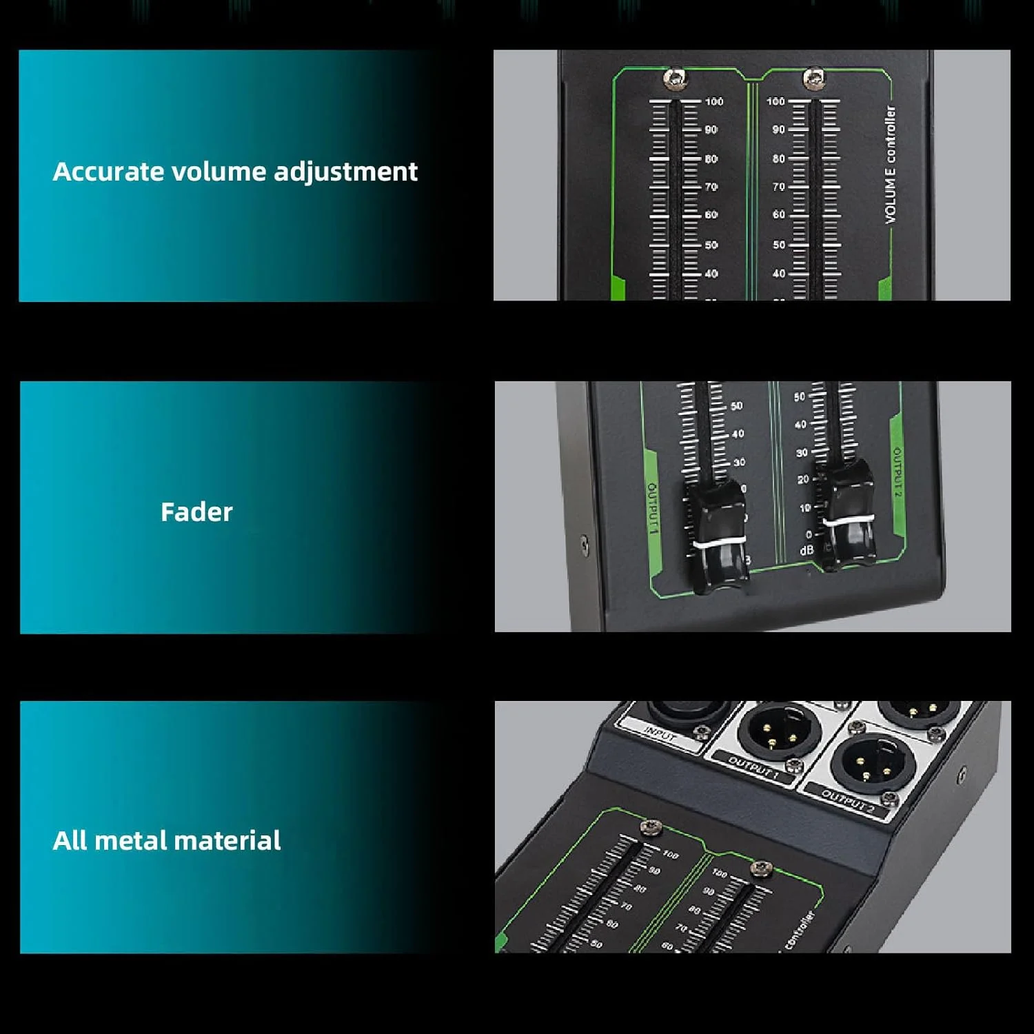 کنترل کننده حجم صدای پسیو با فیدر فلزی - استریو 1 ورودی 2 خروجی فیدر 70 میلی متری توسعه یافته برای سیستم های صوتی استودیو و خانگی کنترل کننده حجم صدای پسیو با فیدر فلزی - استریو 1 ورودی 2 خروجی فیدر 70 میلی متری توسعه یافته برای سیستم های صوتی استودیو و خانگی