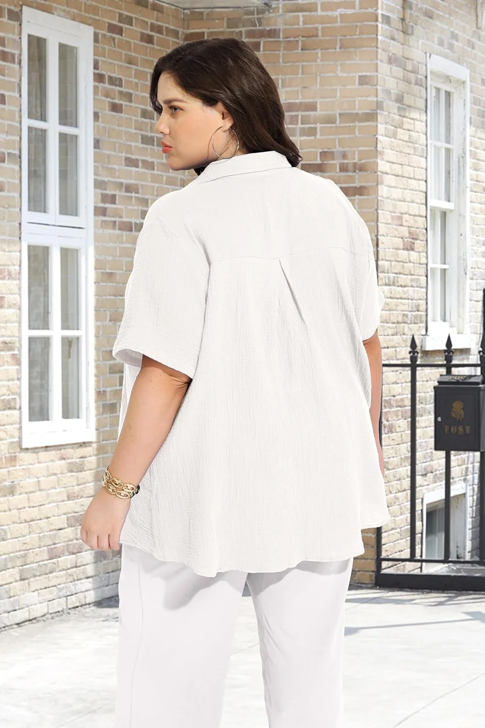 تاپ های زنانه سایز بزرگ RITERA، آستین حلقه ای، یقه هفت، مدل های پایه و سایز بزرگ XL-5XL