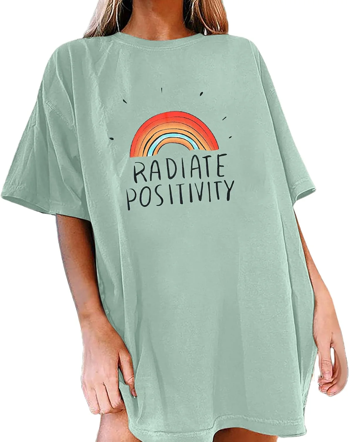 Remidoo تیشرت آستین کوتاه زنانه با طرح رنگین کمانی