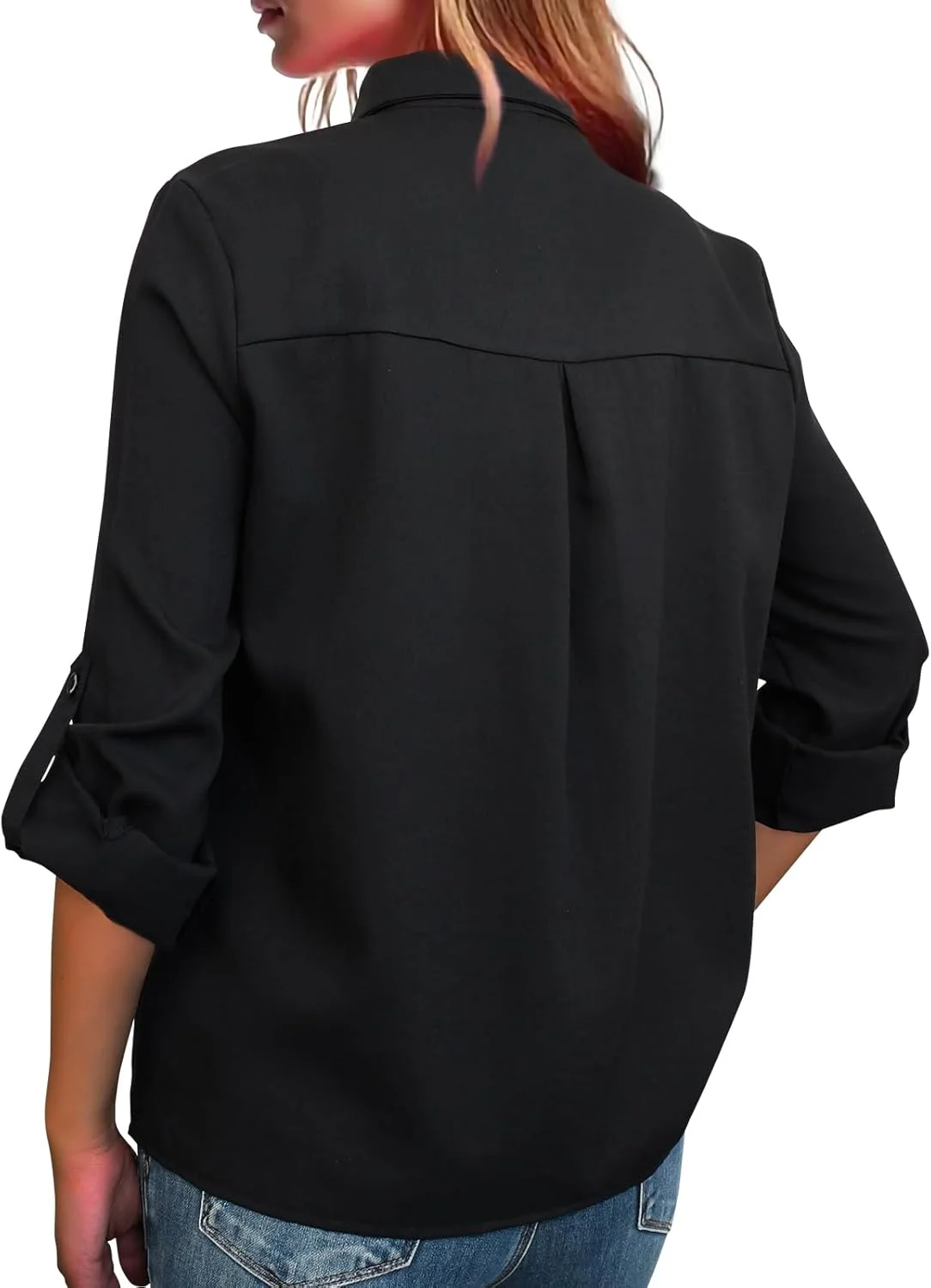 پیراهن زنانه حاشیه دار آستین بلند دکمه دار با نگین های بدلی درخشان، مناسب استایل وسترن و کنسرت های کانتری