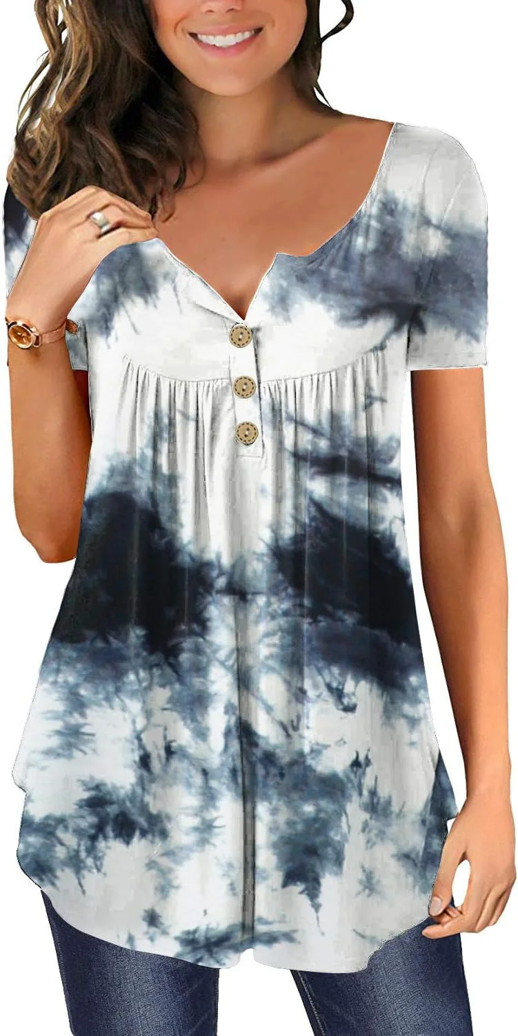 تونیک دکمه دار زنانه Ranphee با یقه هفت، تاپ های شیک و زیبا