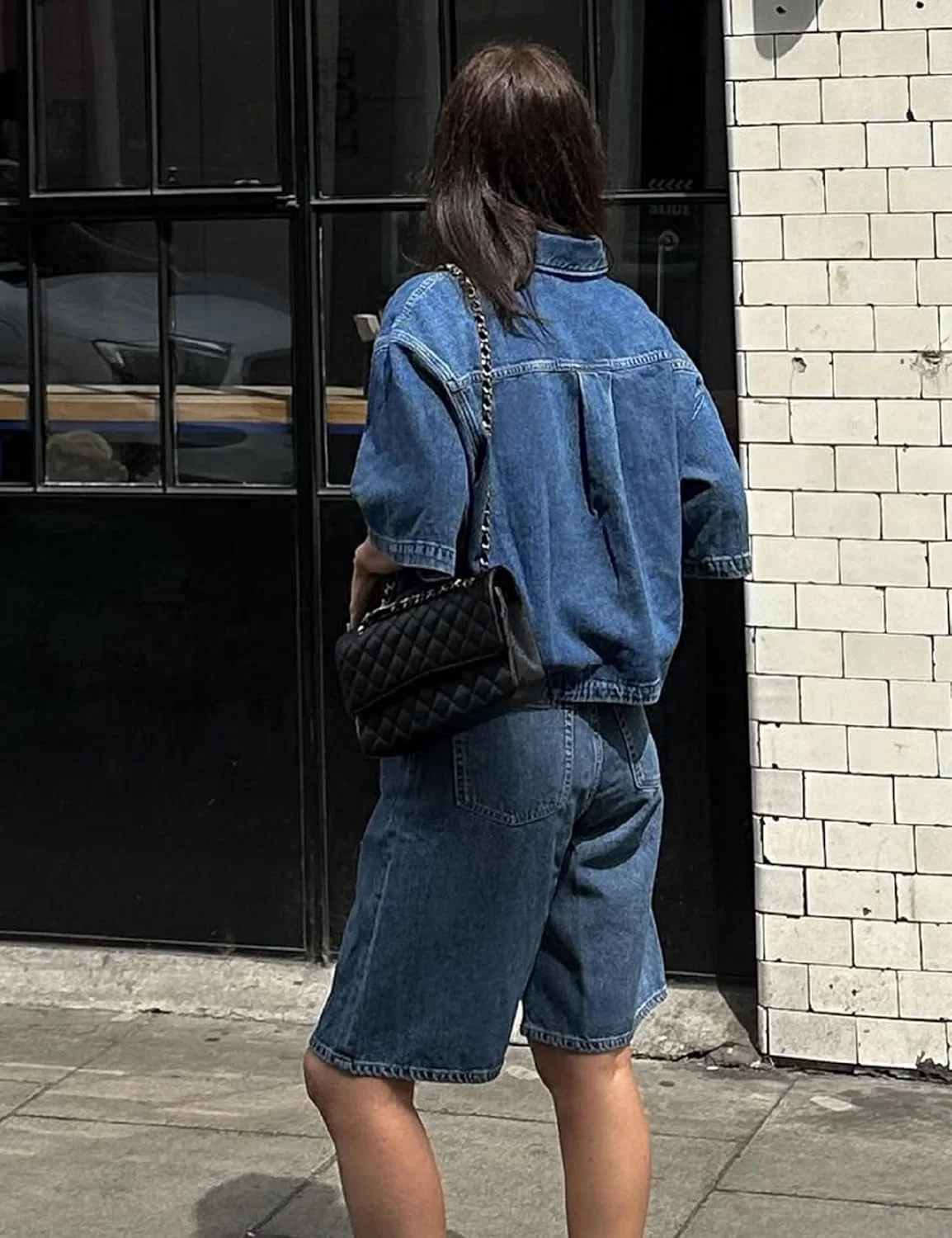 پیراهن جین زنانه POTILI، آستین کوتاه دکمه دار، تاپ غیر رسمی و شیک