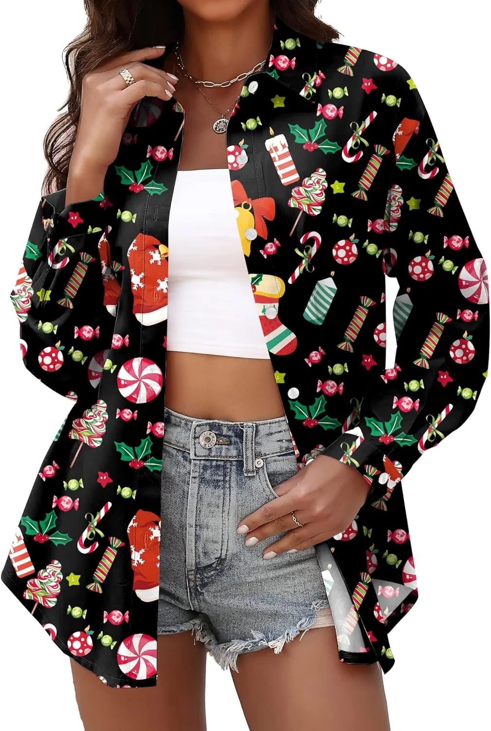 پیراهن های کریسمس زنانه PICKID: پیراهن دکمه دار هاوایی کریسمس، بلوز طرح گرافیکی بابانوئل وینتیج، هدیه کریسمس پیراهن های کریسمس زنانه PICKID: پیراهن دکمه دار هاوایی کریسمس، بلوز طرح گرافیکی بابانوئل وینتیج، هدیه کریسمس