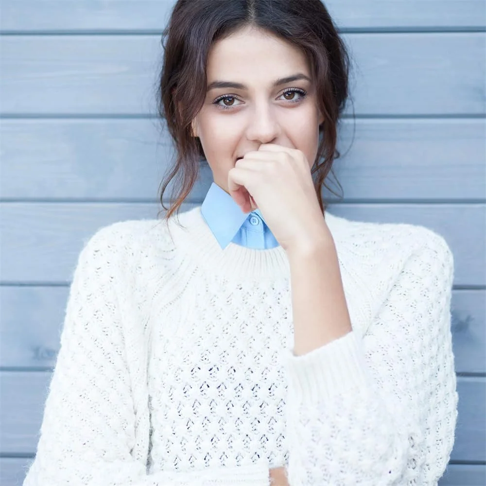 ست 4 عددی یقه فیک، یقه اسکی فیک، یقه اسکی فیک، نیم تنه جداشدنی یقه اسکی، نیم تنه یقه بلوز زنانه دخترانه (سفید، مشکی، فیروزه ای، بژ)