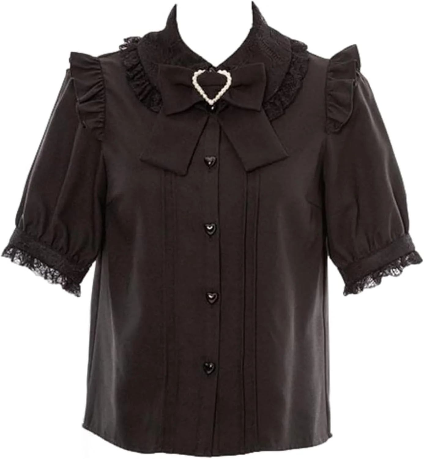 بلوز زنانه پاکن، مدل لولیتا فشن، ژیرای کی، آستین پفی کوتاه توری، تاپ چین دار کاوایی گوتیک با پاپیون بلوز زنانه پاکن، مدل لولیتا فشن، ژیرای کی، آستین پفی کوتاه توری، تاپ چین دار کاوایی گوتیک با پاپیون