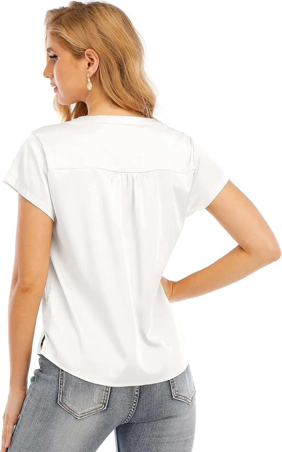 بلوز آستین بلند زنانه اوسلی، یقه هفت، دکمه دار، ابریشمی