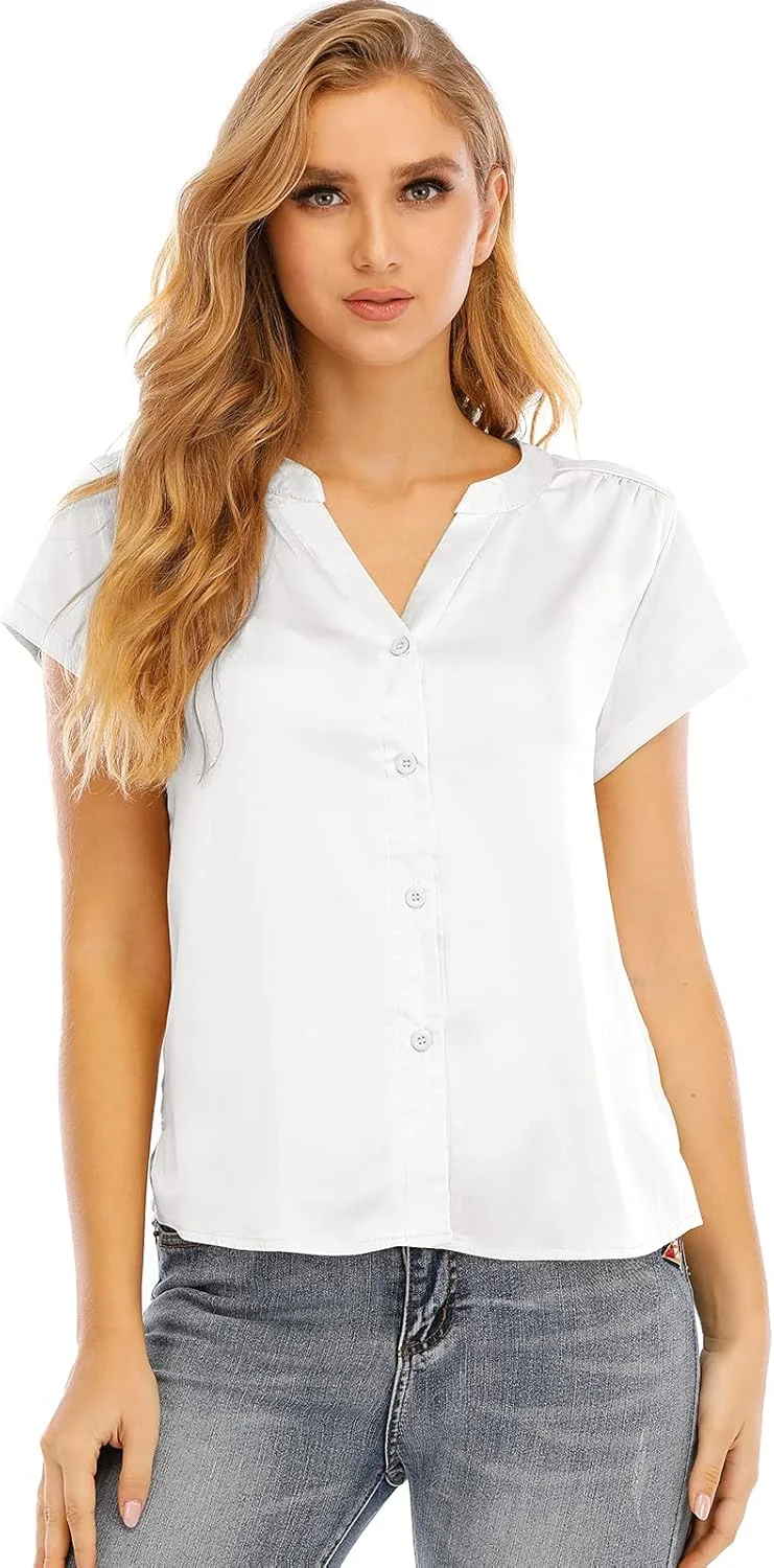 بلوز آستین بلند زنانه اوسلی، یقه هفت، دکمه دار، ابریشمی