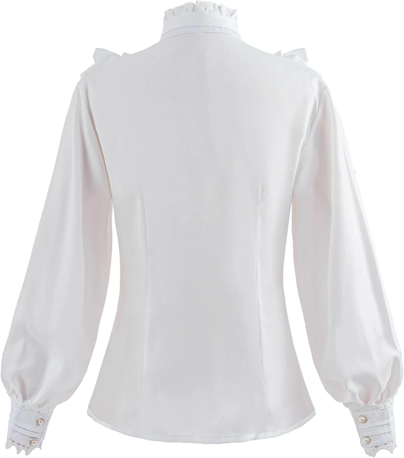 NSPSTT بلوز ویکتوریایی، پیراهن گوتیک دکمه دار، بلوز آستین پفی سفید زنانه
