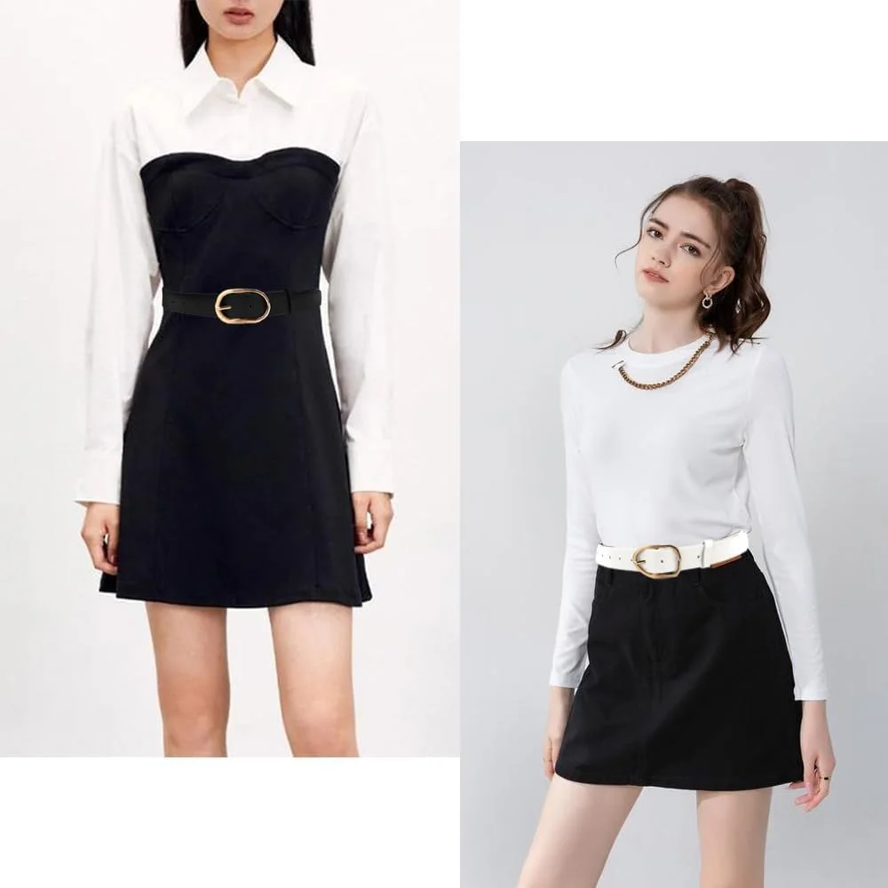 کمربند کشی جدید زنانه، کمربند کشی شیک و همه کاره، کمربند نامرئی قابل تنظیم زنانه، مناسب برای شلوار جین و لباس (4 عدد، 4 رنگ)