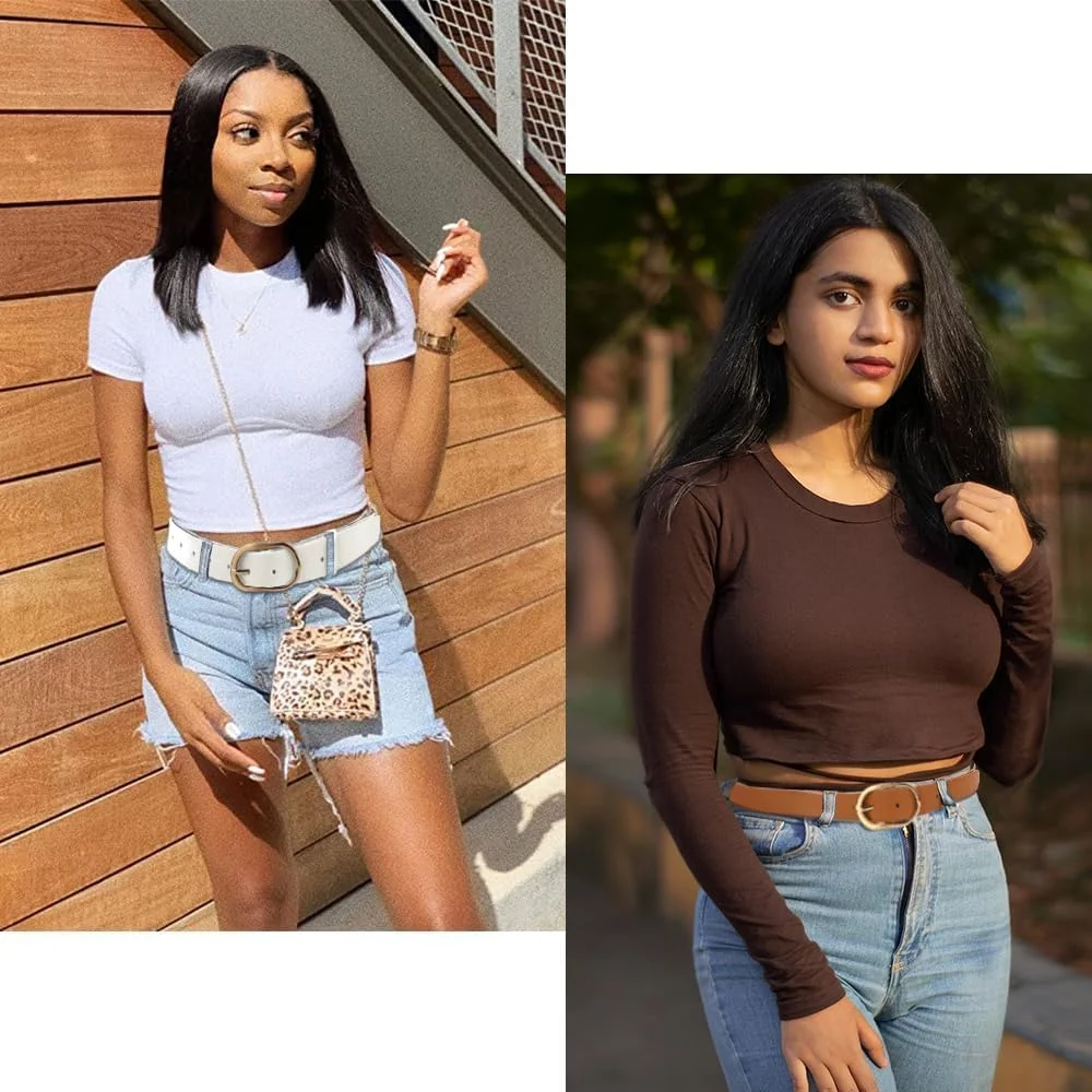 کمربند کشی جدید زنانه، کمربند کشی شیک و همه کاره، کمربند نامرئی قابل تنظیم زنانه، مناسب برای شلوار جین و لباس (4 عدد، 4 رنگ)