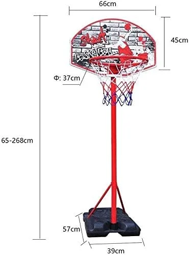 حلقه بسکتبال قابل تنظیم نوجوانان، پایه بسکتبال قابل حمل، تخته بسکتبال، ست تور با توپ، جنس آهن، ارتفاع قابل تنظیم 65-265 سانتی متر، پایدار حلقه بسکتبال قابل تنظیم نوجوانان، پایه بسکتبال قابل حمل، تخته بسکتبال، ست تور با توپ، جنس آهن، ارتفاع قابل تنظیم 65-265 سانتی متر، پایدار
