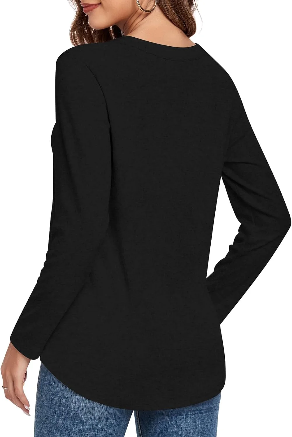 نت اسمایل تاپ تونیک آستین بلند زنانه، بلوز دکمه دار یقه هفت، پلیور چین دار و پایه ای غیر رسمی