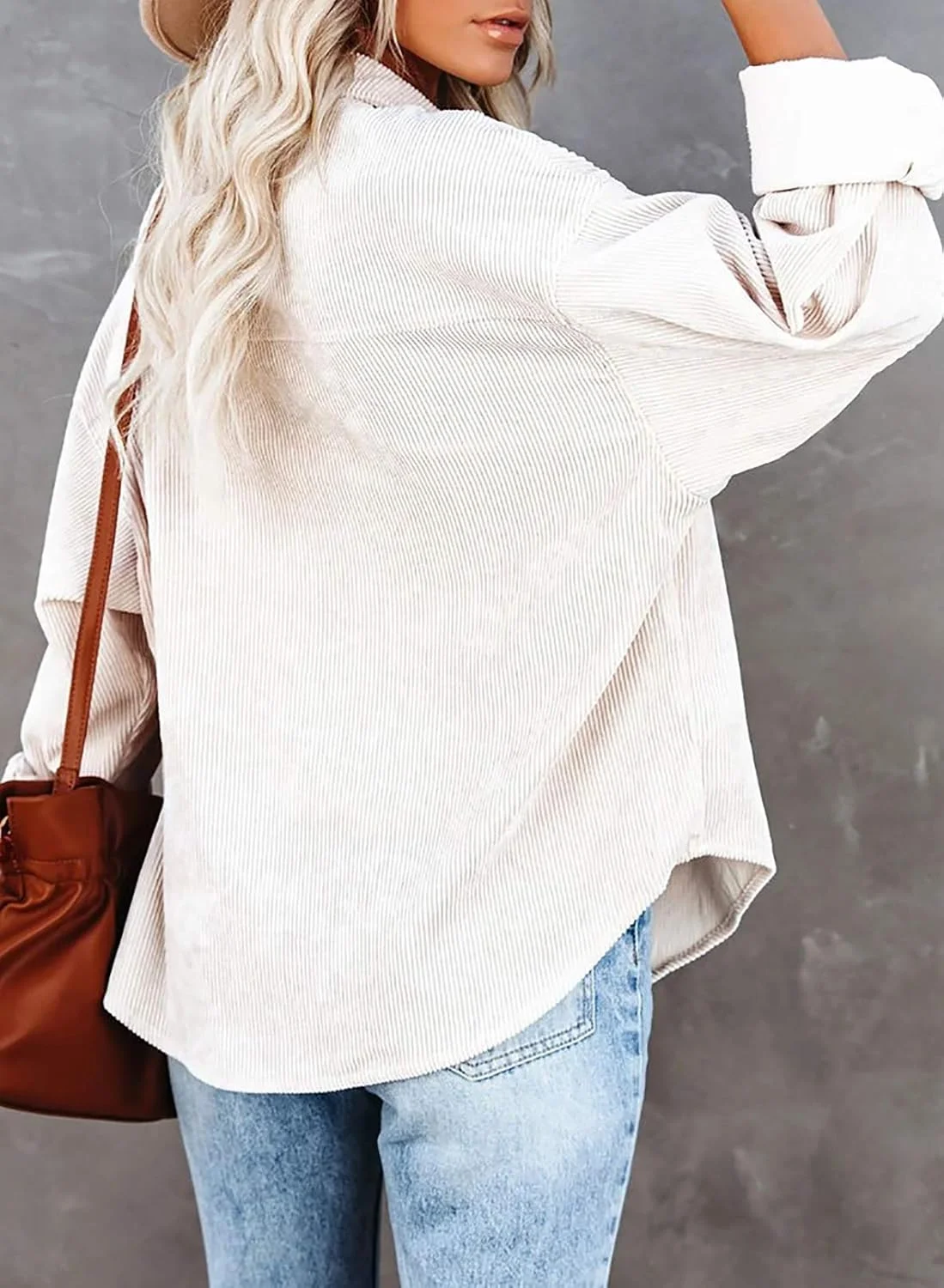 پیراهن زنانه کبریتی Necooer، بلوز آستین بلند دکمه دار مدل Boyfriend، رنگ زردآلویی، سایز XXL