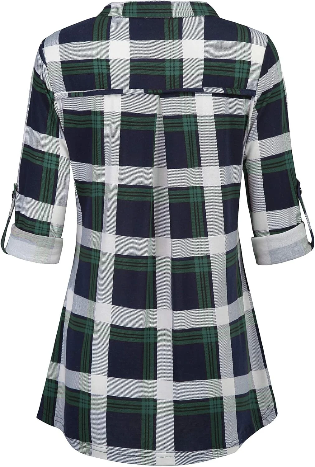 Nandashe بلوز زنانه آستین سه ربع، یقه هفت دکمه دار، تونیک گشاد