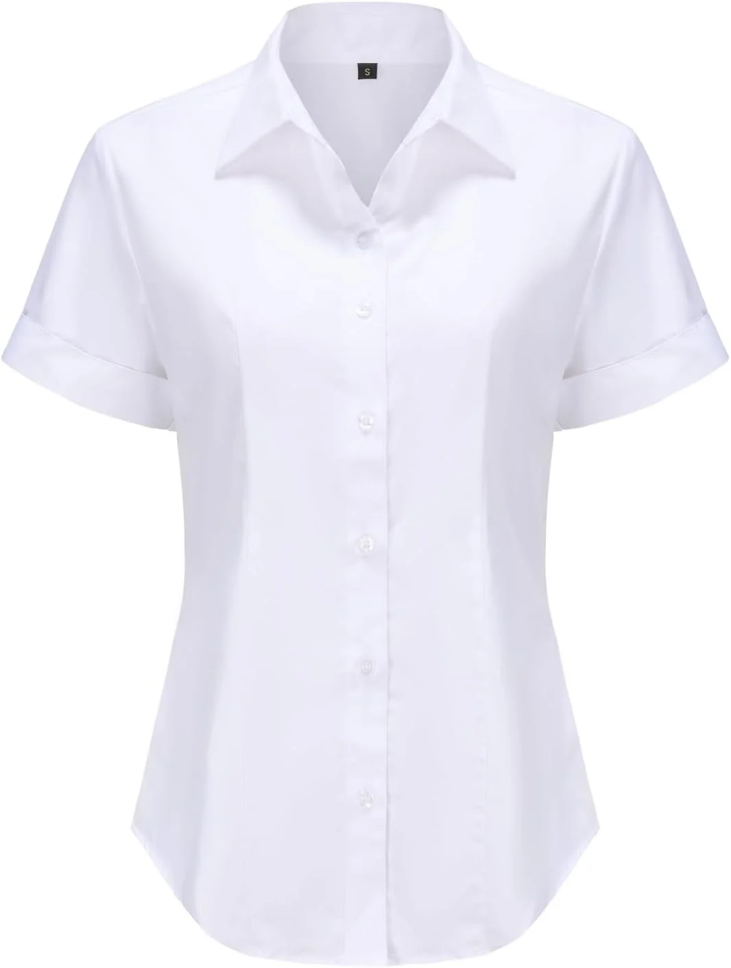 ام‌کالر پیراهن زنانه آستین بلند و کوتاه دکمه‌دار - بلوزهای کار برای دفتر، تاپ‌های کار یقه‌دار غیررسمی برای زنان